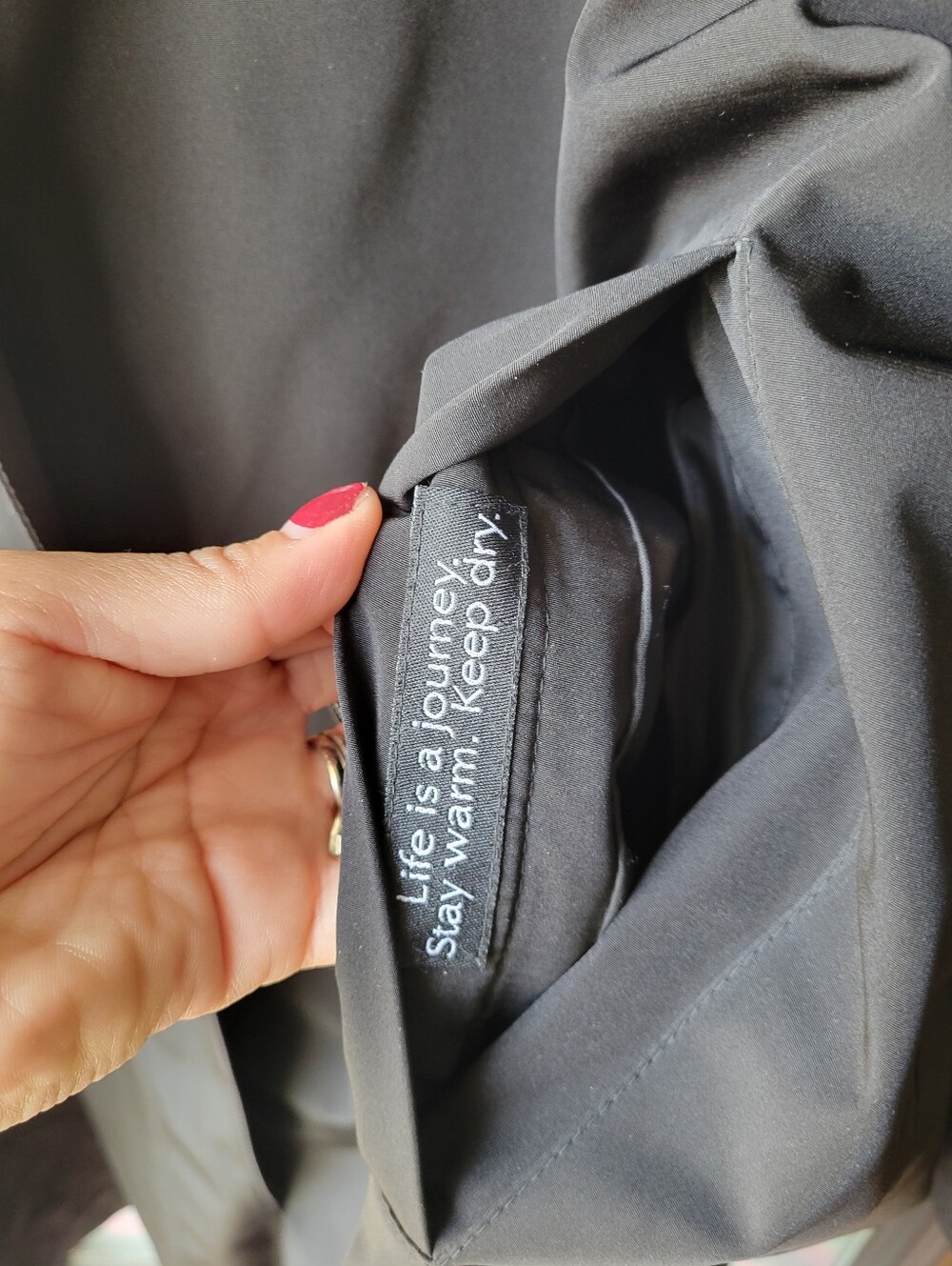 Black Gallery all-weather Coat XL Removable Hood Hidden button front Zip closure - Picture 7 of 16